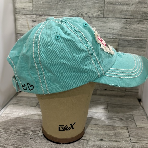 Bless your heart turquoise distressed baseball hat cap - Picture 6 of 7